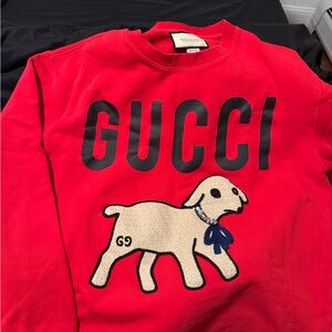 Gucci Vibrant Red Sweatshirt with Bold Black Lettering